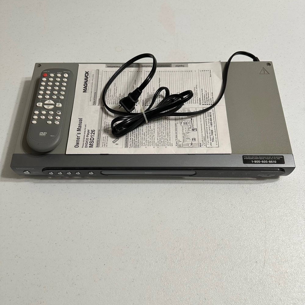 Magnavox MSD126 Progressive Scan DVD CD Player w/ Remote & Manual Tested Works